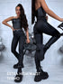 Black, matte faux leather pants "Diva" Z21-1